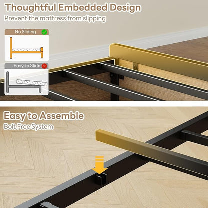 LIKIMIO Twin XL Bed Frame with 2 Storage Drawers, Charging Station & LED Lights, Twin XL Bed with Boucle Upholstered Headboard, Strong Metal Slats, No Box Spring Needed, Easy Assembly, Wood/Cream