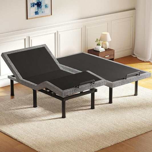 Tami Tami T450 Adjustable Bed Frame Split King Size with Remote & Nightlight - Syncable Electric Beds Bases with Head & Foot Incline, Zero Gravity, 3 height-adjustable legs, Quiet Motor, Easy Assembly
