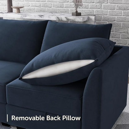 HONBAY Modular Sectional Sleeper Sofa Velvet Sectional Sleeper Couch with Storage Sleeper Sofa Couch for Living Room,Dark Blue