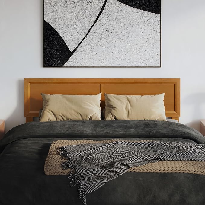 AFI, Sophia Adjustable Modern Queen Wood Headboard, Light Toffee