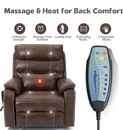 JIKFRIMA Power Lift Recliner Chair for Adults Elderly Senior | Lay flat Lift Recliner with Foldable Tray Table,Massage and Heating,Wireless Charging USB Ports,Faux Leather