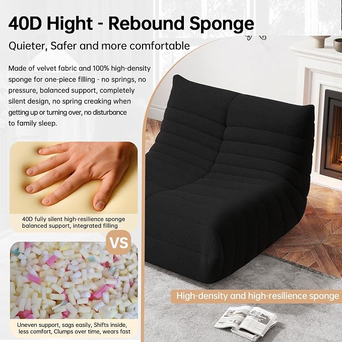 WHGBJA Bean Bag Chair for Adults, Lazy Bean Bag Sofa for Bedroom, Living Room, Reading, Gaming Floor Sofa Chair, Boneless, Ergonomics, Comfy