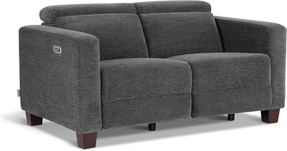 MCombo 62.2'' Reclining Loveseat, Wall Hugger Power Loveseat Recliner Sofa with Adjustable Headrest, USB A & C Charge Ports, Wood Legs, for Living Room (Fabric, HL198M1) (Dark Grey)