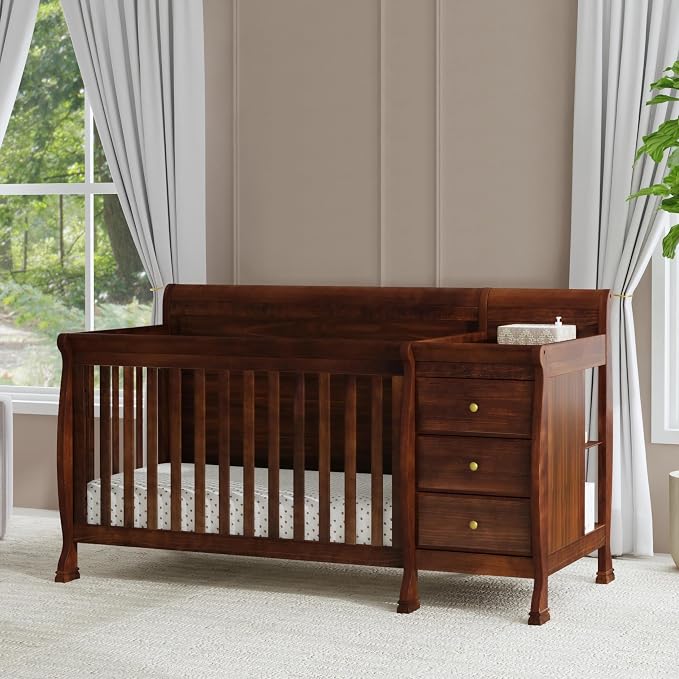 DaVinci Kalani 4-in-1 Convertible Baby Crib & Changing Table Combo - GREENGUARD Gold Certified - Toddler Bed, Daybed, Full-Size Bed Conversion - 4 Adjustable Mattress Heights - White | GREENGUARD Gold Certified, Converts to Toddler Bed, Daybed & Full-S...