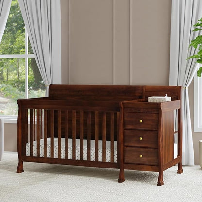 DaVinci Kalani 4-in-1 Convertible Baby Crib & Changing Table Combo - GREENGUARD Gold Certified - Toddler Bed, Daybed, Full-Size Bed Conversion - 4 Adjustable Mattress Heights - White | GREENGUARD Gold Certified, Converts to Toddler Bed, Daybed & Full-S...