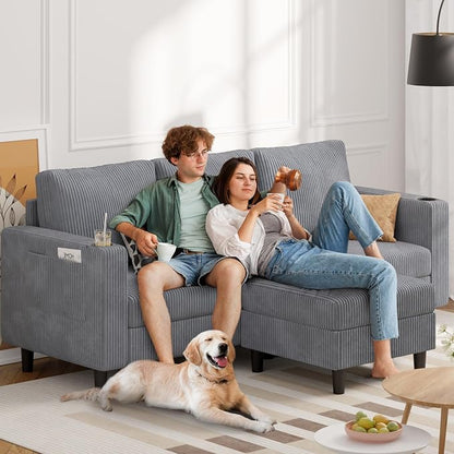 Luxanimarion Upholstered Sectional Sofa and Couches, 78'' L Shaped 3-seat Sofa forLiving Room, Apartment,Lounge,Bedroom-Washable Covers Convertible Sofas(Linen Fabric,Light Gary)