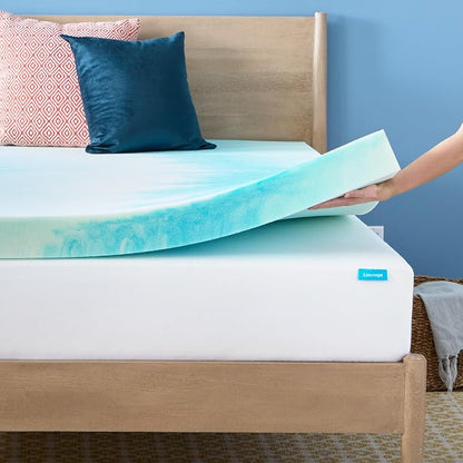 Linenspa 4 Inch Swirl Gel Memory Foam Mattress Topper, King Size – Cooling Gel Infused, Ventilation Holes – Pressure Relieving Bed Topper – CertiPUR Certified