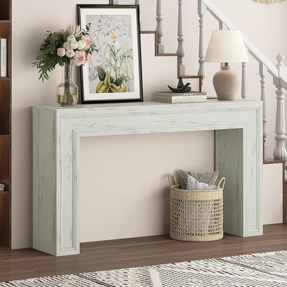 Rresyet 55 Inch Long Console Table, Sofa Table Behind Couch, Entryway Table, Farmhouse Entryway Table for Entrance, Hallway, Living Room (White)
