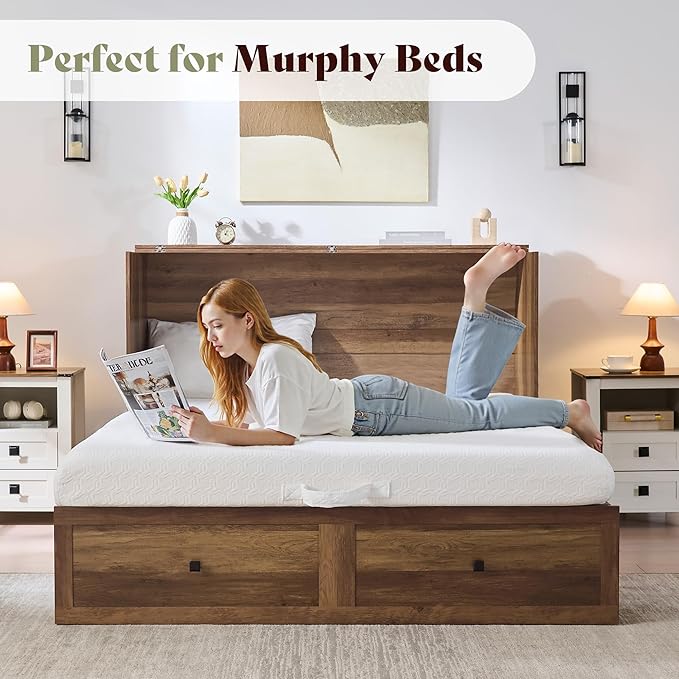 AMERLIFE Queen Tri-Fold Memory Foam Mattress, 6-Inch Cooling Gel Folding Guest Mattress with Washable Cover, Portable Floor Mattress for Guests, Murphy Bed and Home Use, White