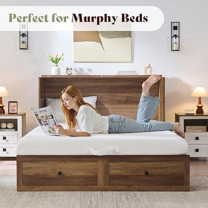 AMERLIFE Queen Tri-Fold Memory Foam Mattress, 6-Inch Cooling Gel Folding Guest Mattress with Washable Cover, Portable Floor Mattress for Guests, Murphy Bed and Home Use, White