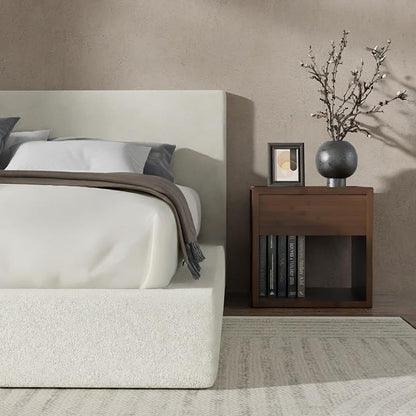 RECCI AirFrame Queen Bed Frame with Headboard, Cloud Upholstered Platform Bed Frame, 5 Inch Foam Cushioned, No Box Spring, Easy Assembly(Cream Boucle)