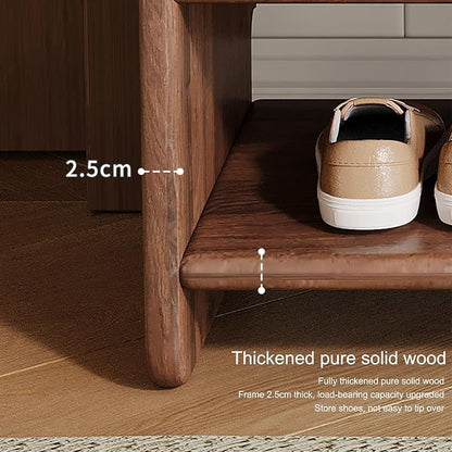 Entryway Shoe Rack Storage Bench Shoe Organizer Ottoman with Storage for Front Door Entrance Shoe Cabinet Bedroom End of Bed Bench with Padded Seat for Hallway Living Room Foyer Closet Entryway(Wood c