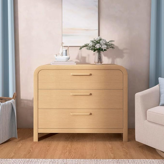Evolur Cove 3-Drawer Changing Dresser, Amazon Exclusive, Fully Assembled Baby Nursery & Bedroom Dresser, Convertible Changing Table, Anti-Tip Kit, Natural Oak