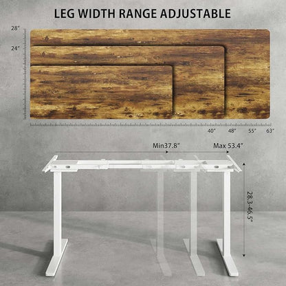 Dual Motor Electric Standing Desk Frame,Adjustable height and length,The maximum size it can accommodate is 63*28 inches for the tabletop,3 Preset Heights,Rated for 264 pounds of weight.White