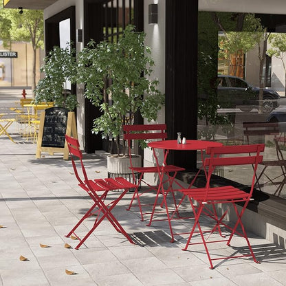 Grand patio 3-Piece Folding Bistro Set, 2 Chairs and 1 Table, Weather-Resistant Outdoor/Indoor Conversation Set for Patio, Yard, Garden -Dark Red