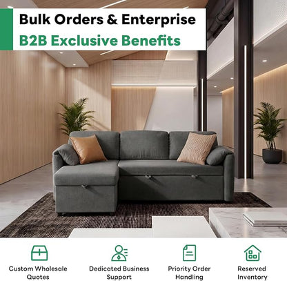 Tbfit 83'' Pull Out Sofa, 3 in 1 Sleeper Sofa Couch with USB & Storage Chaise, Comfy Sofa Bed with Pull Out Bed, Convertible Sleeper Sofas for Living Room, Small Spaces, Dark Gray