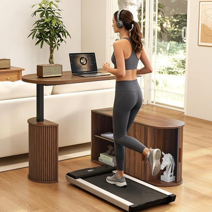 55" L Shaped Standing Desk with Storage, Oval Electric Desk Height Adjustable Executive Desk with File Drawer, Fluted Wood Desk Office Sit Stand up Desk for Work, Study, Writing, Walnut