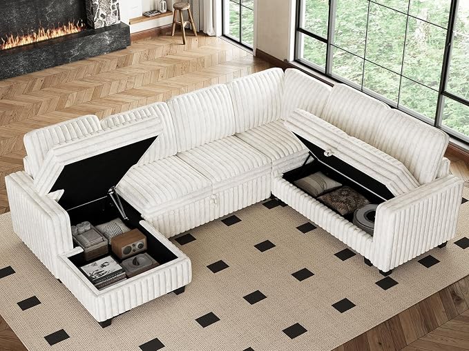 Belffin Modular Sectional Storage Chaise Module for Modular Sectional Sofa Left-Facing Chaise Beige Couch