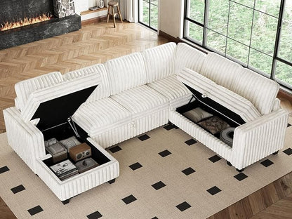 Belffin Modular Sectional Storage Chaise Module for Modular Sectional Sofa Left-Facing Chaise Beige Couch