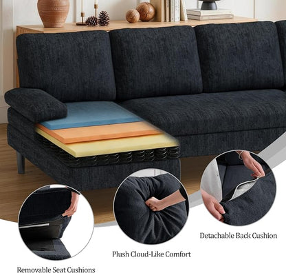 Korser U-Shaped Sectional Couches for Living Room, 101 Inch Modern Modular Sofa with Double Chaise Lounge, Comfy Chenille Fabric 4-Seat Couch Set for Apartment, Grey