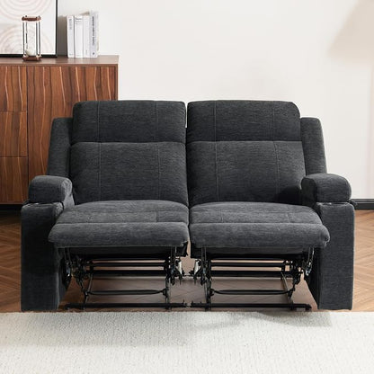 GUEAPY 55" Manual Reclining Loveseat Sofa – Space Saving RV Couch with Cup Holders, Dual Seat Reclining & Love Seat Design, Ideal for RV Campers, Motorhomes & Living Room