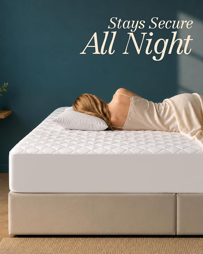 Quilted Fitted Mattress Pad 2 Pack, Twin Mattress Protector Topper with Deep Pocket Stretches up to 16 Inches, Machine Washable Mattress Cover by Utopia Bedding (White)