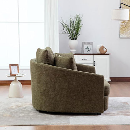 ERYE 56.3" Chenille Upholstered Accent Chair Deep Seat for Living Room Bedroom, Oversized Leisure Cushion Armchair W/ 5 Pillows and Removable Cover for Home Apartment Office