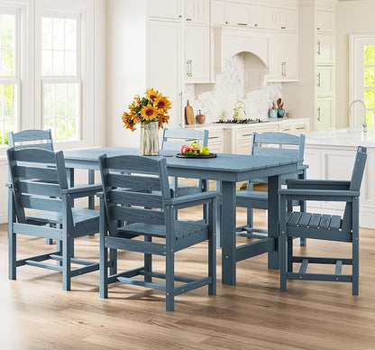 SERWALL Patio Dining Chair Set of 2,All Weather HDPE, Blue