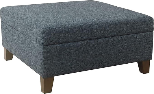 HomePop 32" Square Storage Ottoman - Textured Navy