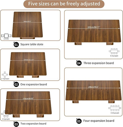 39-94 inch Extendable Dining Room Table for 4-10, Rectangle Expandable Long Kitchen Table with Double Tier Storage, Fluted Sliding Doors, Modern Square Dinner Table, Living Room, Farmhouse, Walnut