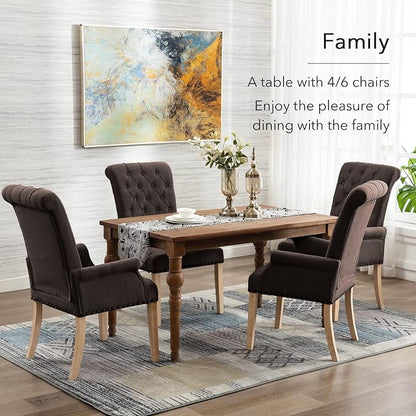 adochr Upholstered Fabric Accent Dining Chair, Elegant Tufted Club Dining Room Kitchen Room Arm Dining Chair, Brown