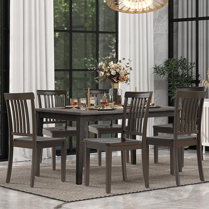 COLAMY Wooden Dining Room Chairs Set of 2, Spindle High Back Windsor Kitchen Side Chair, Farmhouse Dining Chairs for Kitchen, Dining Room, Dark Brown