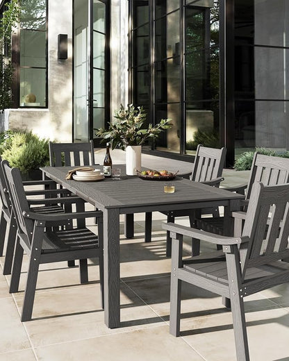 YEFU Outdoor Patio Chairs Set of 2: All Weather Outdoor Dining Chairs with Wide Curved Seat and Backrest - Plastic Patio Chairs for Outside Backyard/Garden/Pool/Porch/Deck 350lbs Capacity Grey