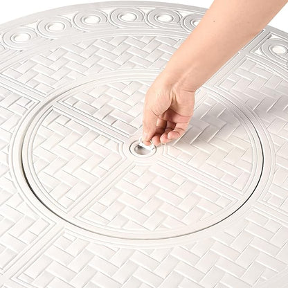 Oakland Living Round 34 in. x 34 in. Aluminum Propane Fire Pit Table with Glass Beads, Two Covers, Lid, 37,000 BTUs in White Finish