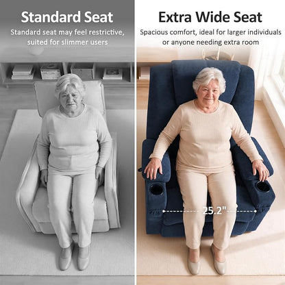 MCombo Power Lift Recliner Chair for Elderly R7042(Admiral, Small-Wide) | Heat and Massage, USB& Type C Charging Port, FSC Certified