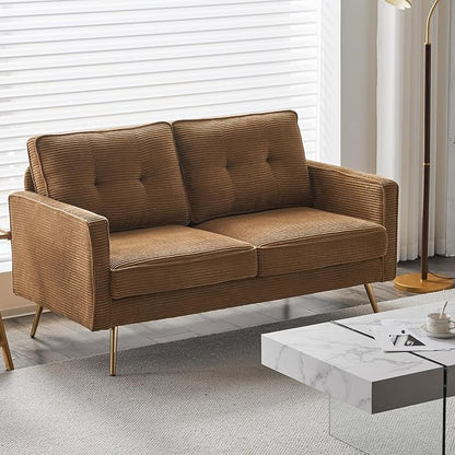 VINGLI 56" Modern Khaki Loveseat,Small Corduroy Sofa Couch Deep Seat for Living Room,2-Seater Loveseat Sofa for Bedroom,Apartment,Office,Dorm,Small Space