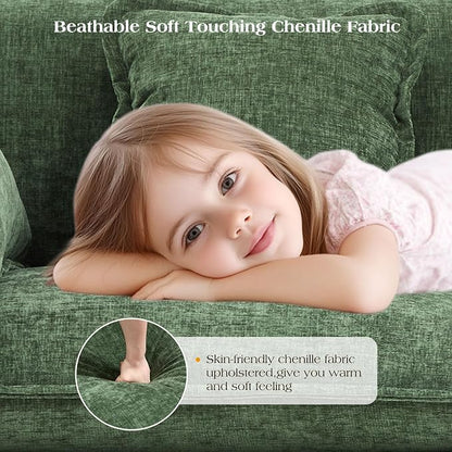 113.8" Modular Sectional Sofa,Cloud Couch for Living Room,Modern Deep Seat Sofa 5 Seater Chenille Fabric Comfy L Shaped Couches with Throw Pillows & Movable Ottoman for Apartment