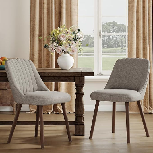 MALOL Upholstered Dining Chairs Set of 2, Modern Fabric Kitchen Chairs with Back, Wood Legs for Kitchen Dining Room Restaurant, Taupe