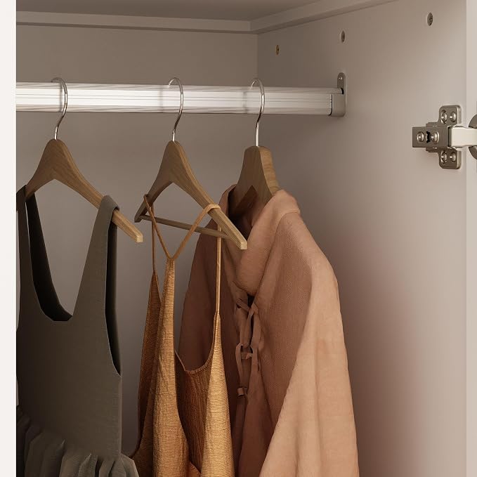 Timechee Almirah for Clothes, 74.8" Tall Bedroom Closet Storage Cabinet with Doors and Shelves, Hanging Rod, 2 Door Narrow Bathroom Storage Cabinet, White Narrow Wardrobe Clothes Closet for Bedroom