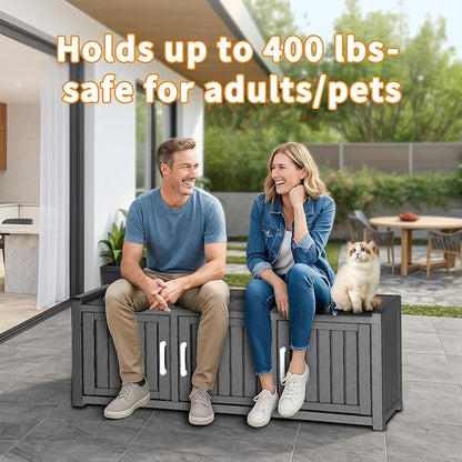 ROJIK Shoe Cabinet Waterproof UV-Resistant,Storage Bench Indoor Outdoor with Adjustable Shelves,for Entryway Bedroom,Hallway,Living Room(3 Door + Side Access,Black)