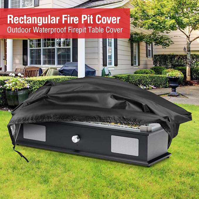 Outdoor 28 inch Rectangular Table Top Propane Fire Pit Cover, 40,000 BTU Tabletop Gas Firepit Cover for BAIDE HOME Patio,Outdoor Portable Fireplace Rectangular Fire Cover - 28 x 7 x 8 Inch