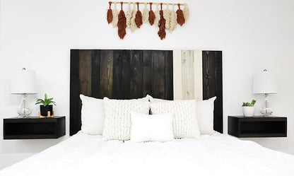 Barn Walls Noir Mix Signature Design, Multicolored Solid Wood Headboard, Floating Panels, Wall Mount, Adjustable Height, Easy Assembly, Twin Size