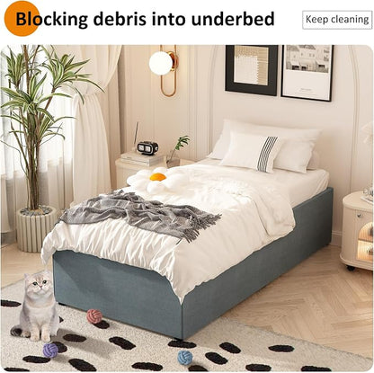 Maenizi Twin Bed Frames with Fabric Cover 18 Inch, Heavy Duty Metal Bed Frame Twin, No Box Spring Needed, Support Up to 2500 lbs, Easy Assembly, Noise Free, Black
