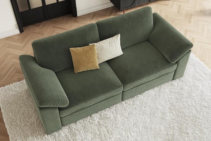 EASE MOOSE Oversized 2 Seat Couch,Comfty Modern Deep Seat Sectional Modular for Living Room,Green