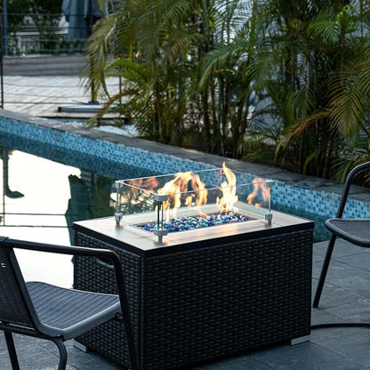 GASPRO 10 Pound Fire Glass Diamonds 1 Inch, Fire Pit Glass Rocks for Gas Fireplace and Fire Pit, Blend of White, Cobalt Blue and Margarita Azura Blue, High Luster