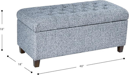 HomePop Ainsley 40" Storage Ottoman Bench - Blue Gray Woven Fabric