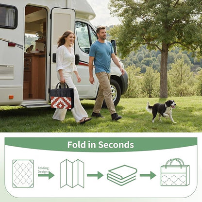 GENIMO Outdoor Rug for Patio, 6'x9' Fall Reversible Plastic Straw Rugs, Waterproof Halloween RV Camping Mat Lightweight Carpet for Camper, Balcony, Deck, Backyard, Picnic, White Orange