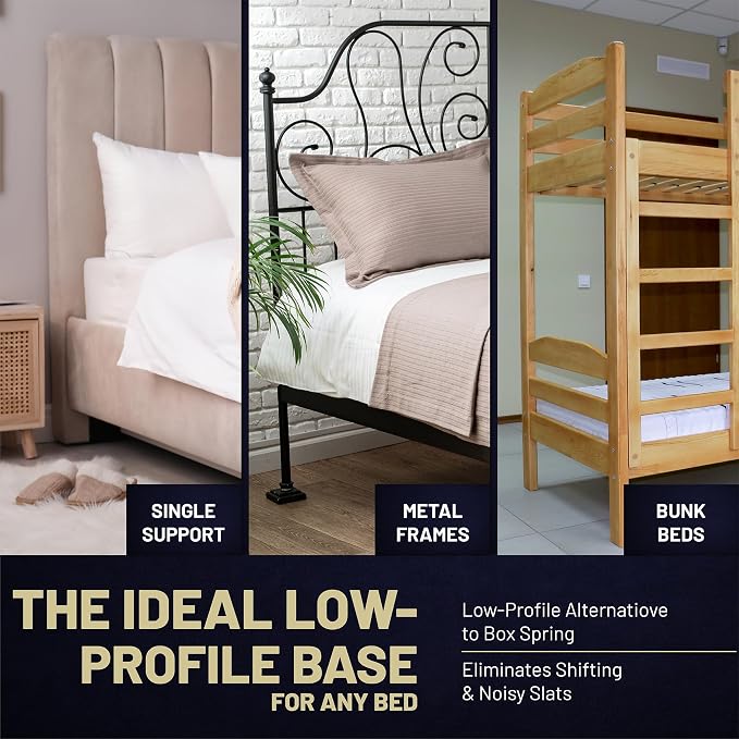 1.5" Split Wood Bunkie Board Full Size Bed, Under Mattress Support, Fully Assembled, Fabric Ventilation Cover-Replaces Wooden Slats or Box Spring for Bed Frames