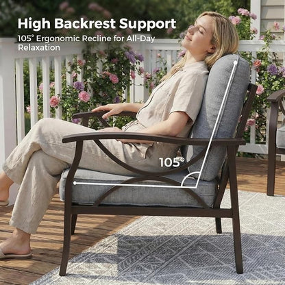 RoyalCraft Outdoor Patio Furniture Set, 9 Seats Outdoor Patio Set with 4" Thick Cushion, All-Weather Metal Patio Sofa with Coffee Table, Outdoor Sectional Furniture for Porch Backyard, Khaki&Grey