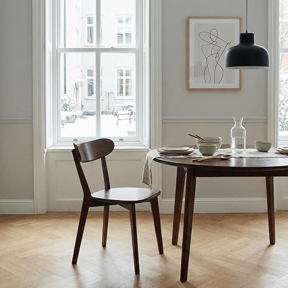 100% Solid Wood Dining Chairs,Mid Century Modern Dining Chairs with Comfortable Curved Backrest,Wood Chairs for Kitchen,Dining Room (1, Walnut Color)